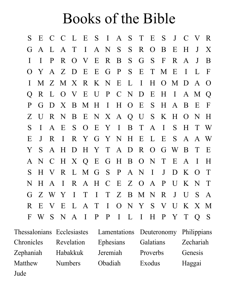 Books of the Bible  Word Search