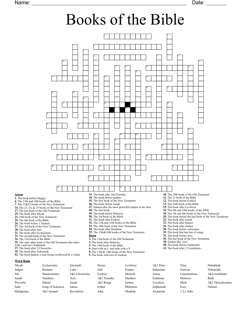 Books of the Bible  Crossword