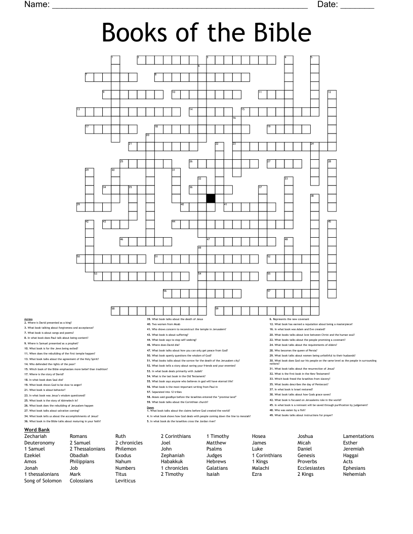 Books of the Bible  Crossword