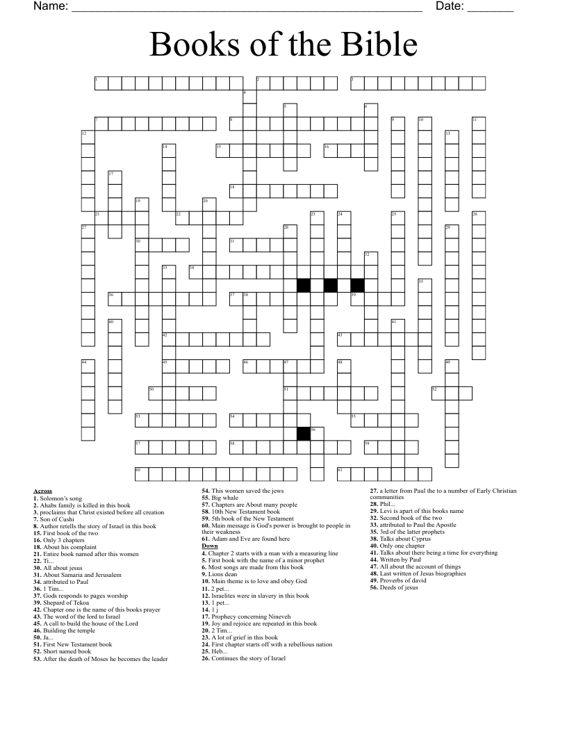 Books of the Bible  Crossword