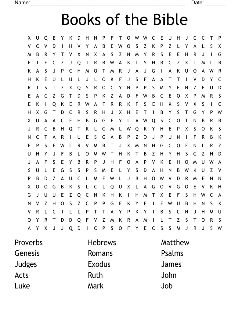 Books of the Bible  Word Search