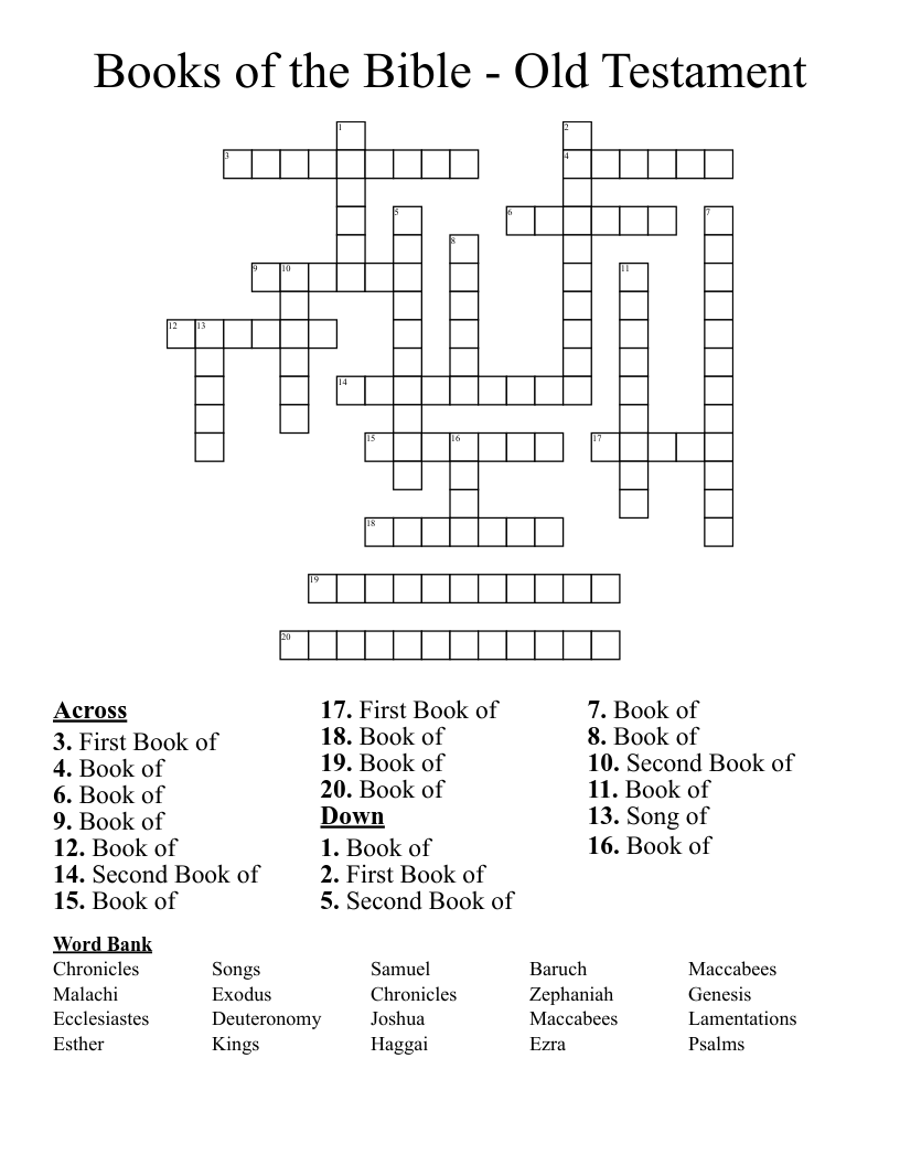 Books of the Bible - Old Testament Crossword