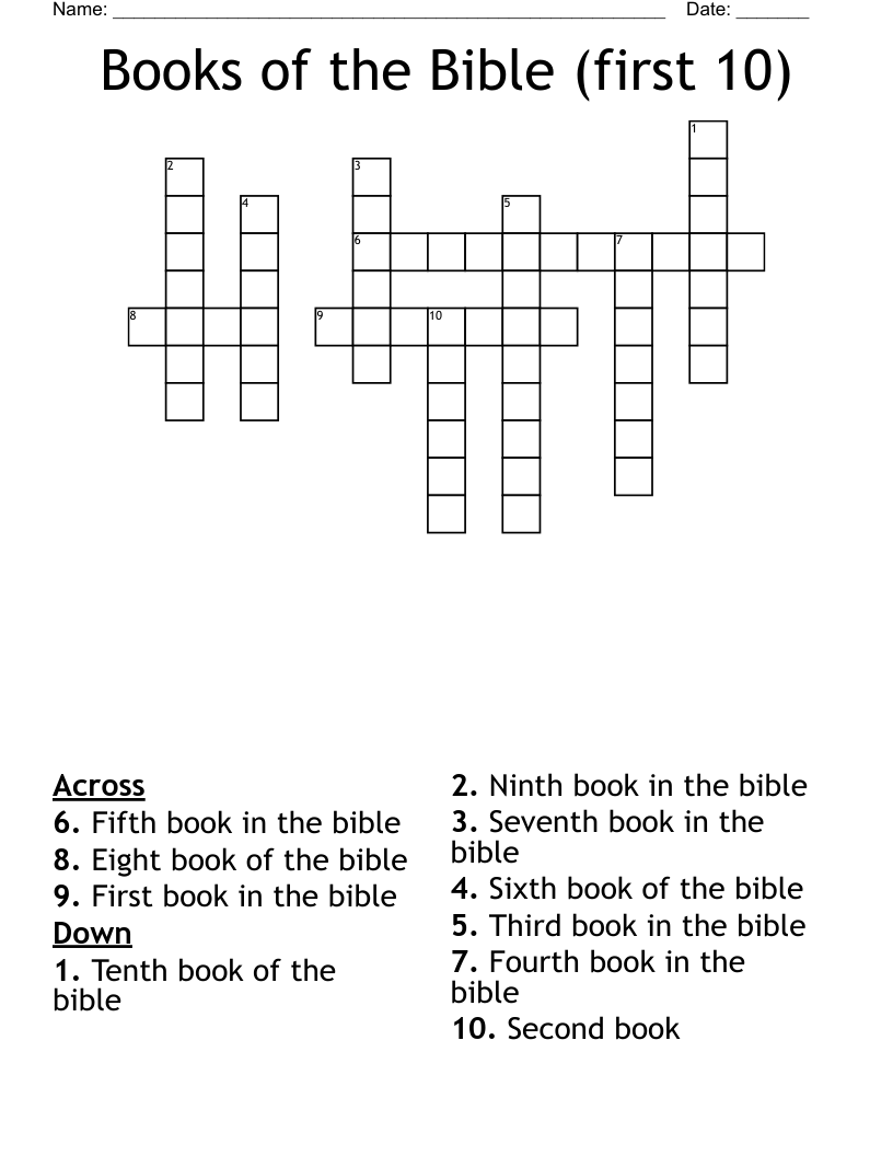 Books of the Bible (first 10) Crossword