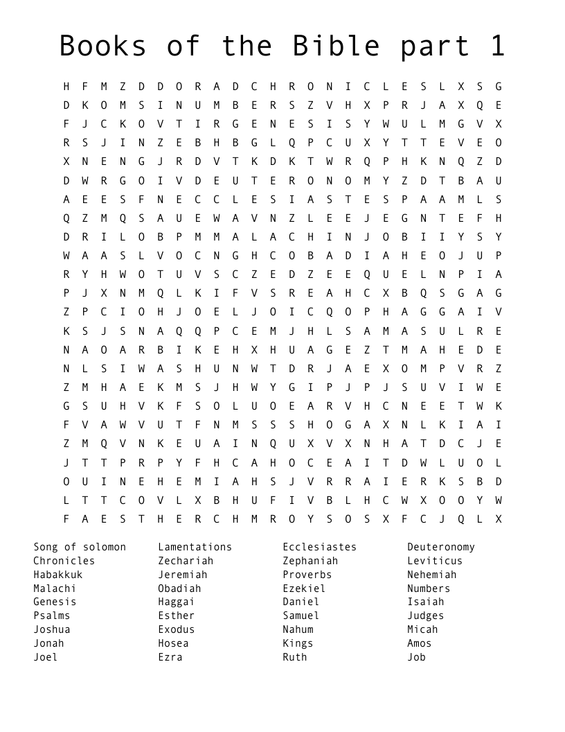 Books of the Bible part 1 Word Search