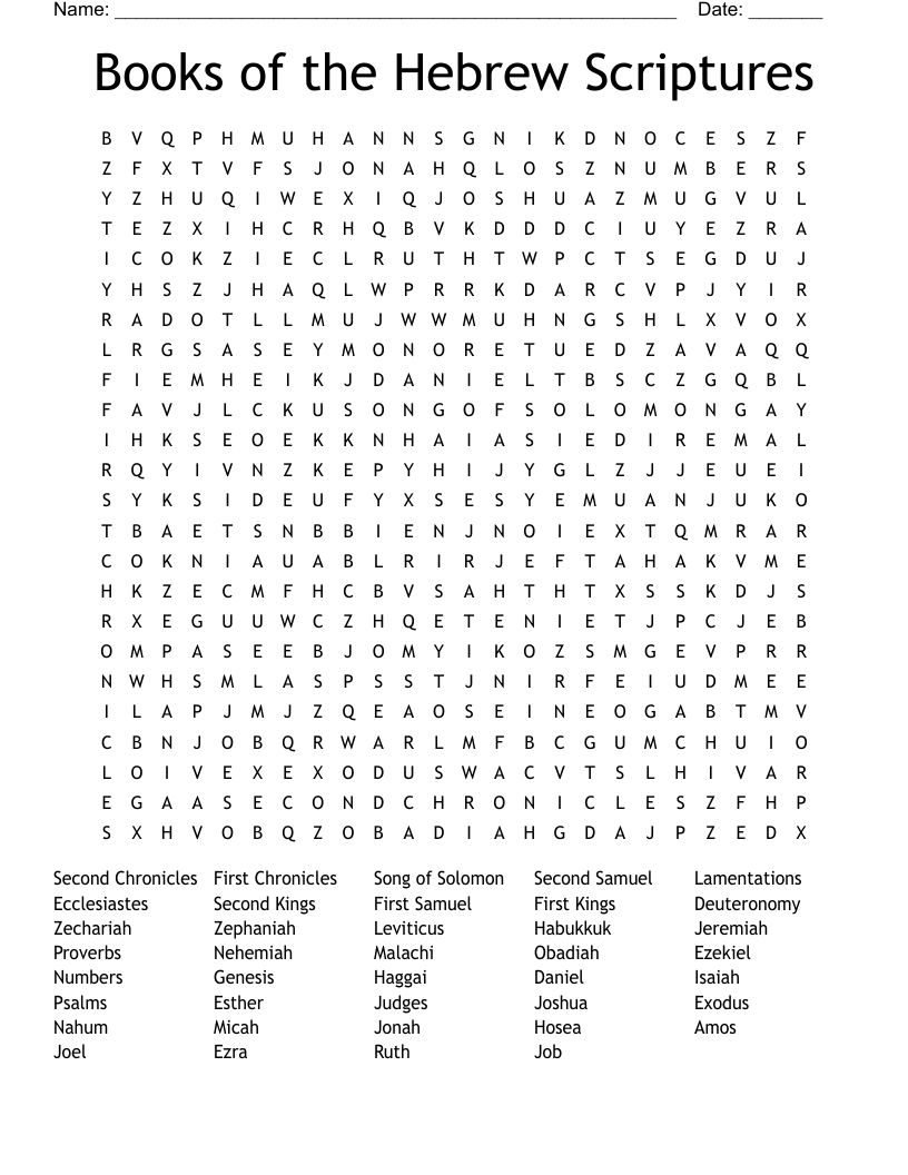 Books of the Hebrew Scriptures Word Search