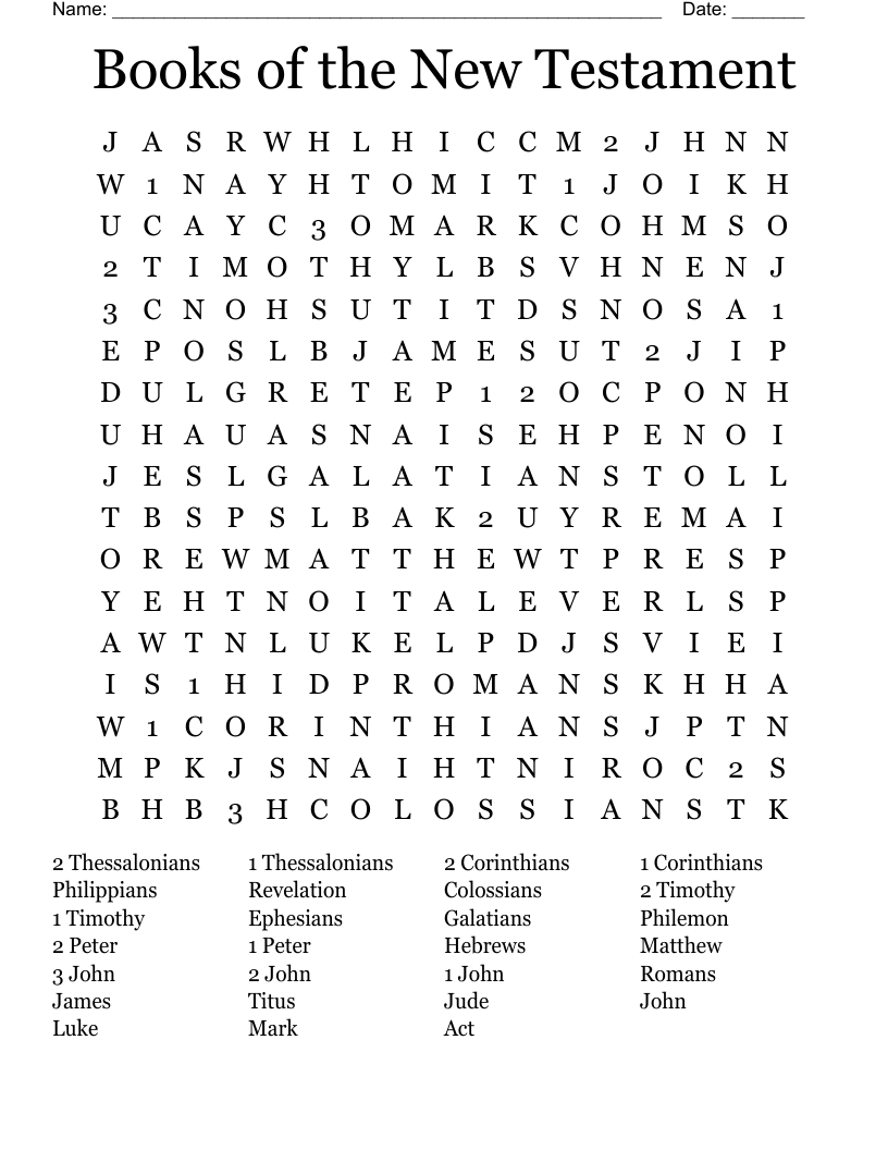 Books of the New Testament Word Search