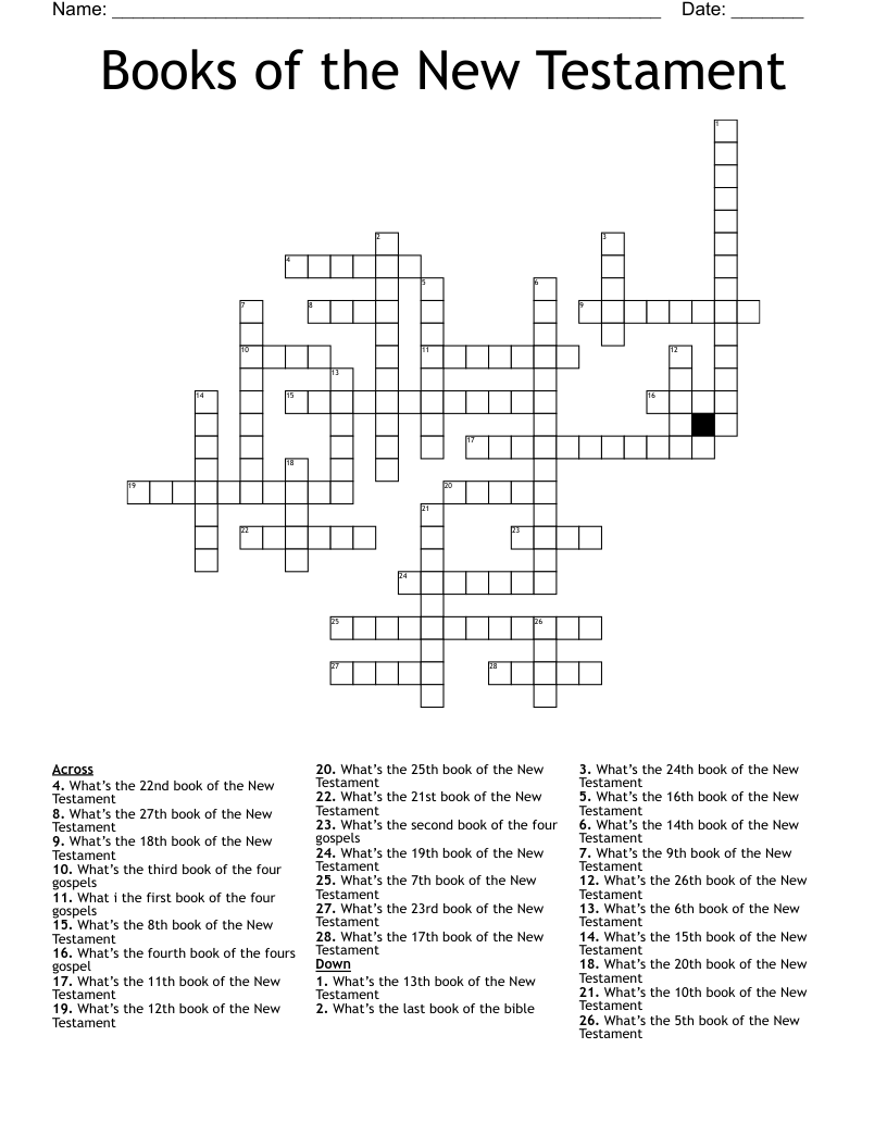Books of the New Testament  Crossword