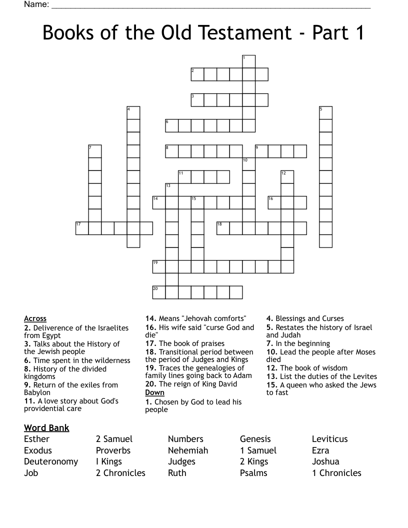 Books of the Old Testament - Part 1 Crossword
