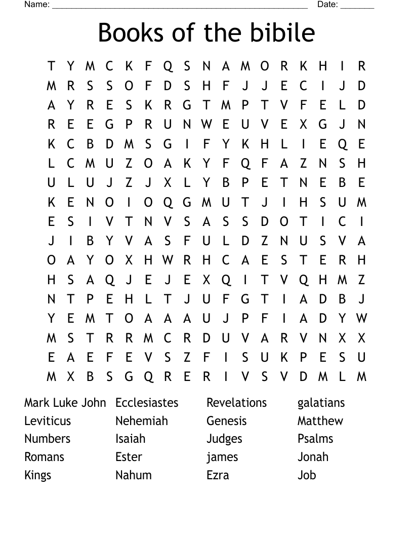 Books of the bibile Word Search