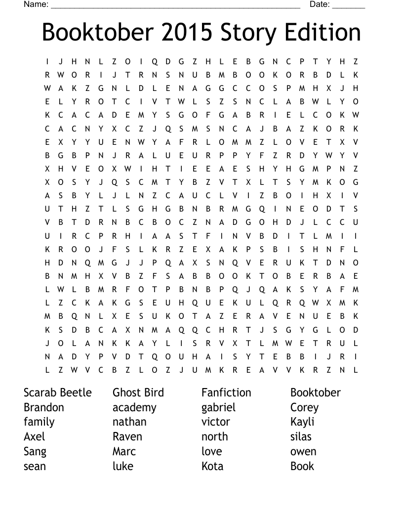 Booktober 2015 Story Edition Word Search