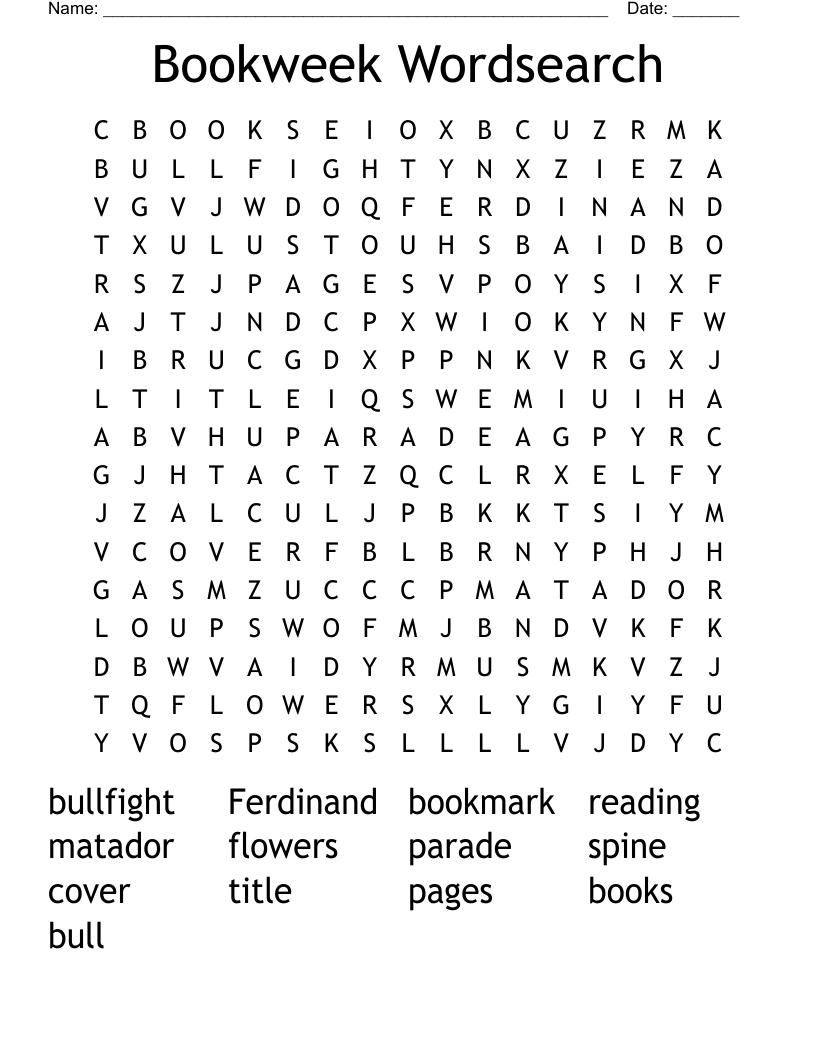 Bookweek Wordsearch
