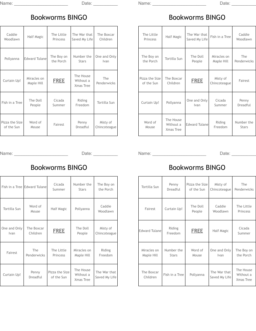 Bookworms BINGO