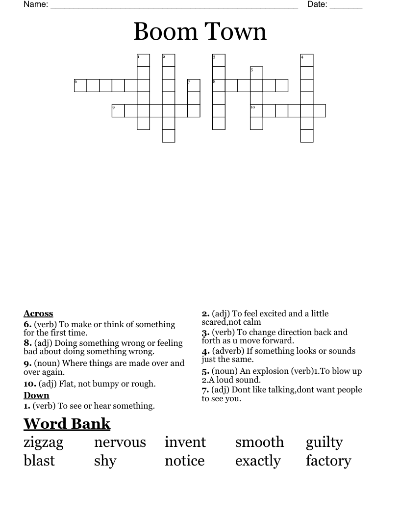 Boom Town Crossword