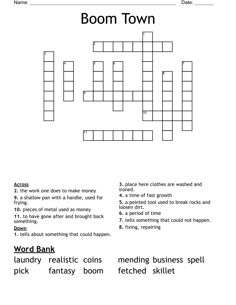 Boom Town Crossword