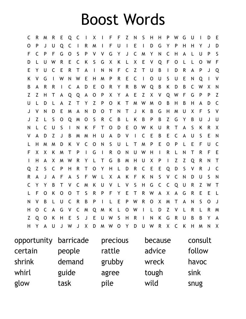 Boost Words Word Search