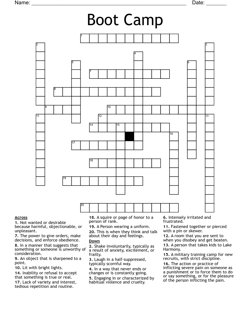 Boot Camp Crossword