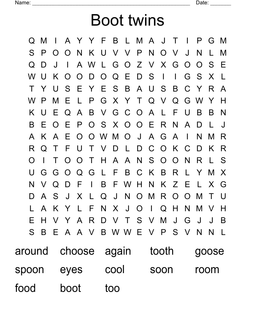 Boot twins Word Search