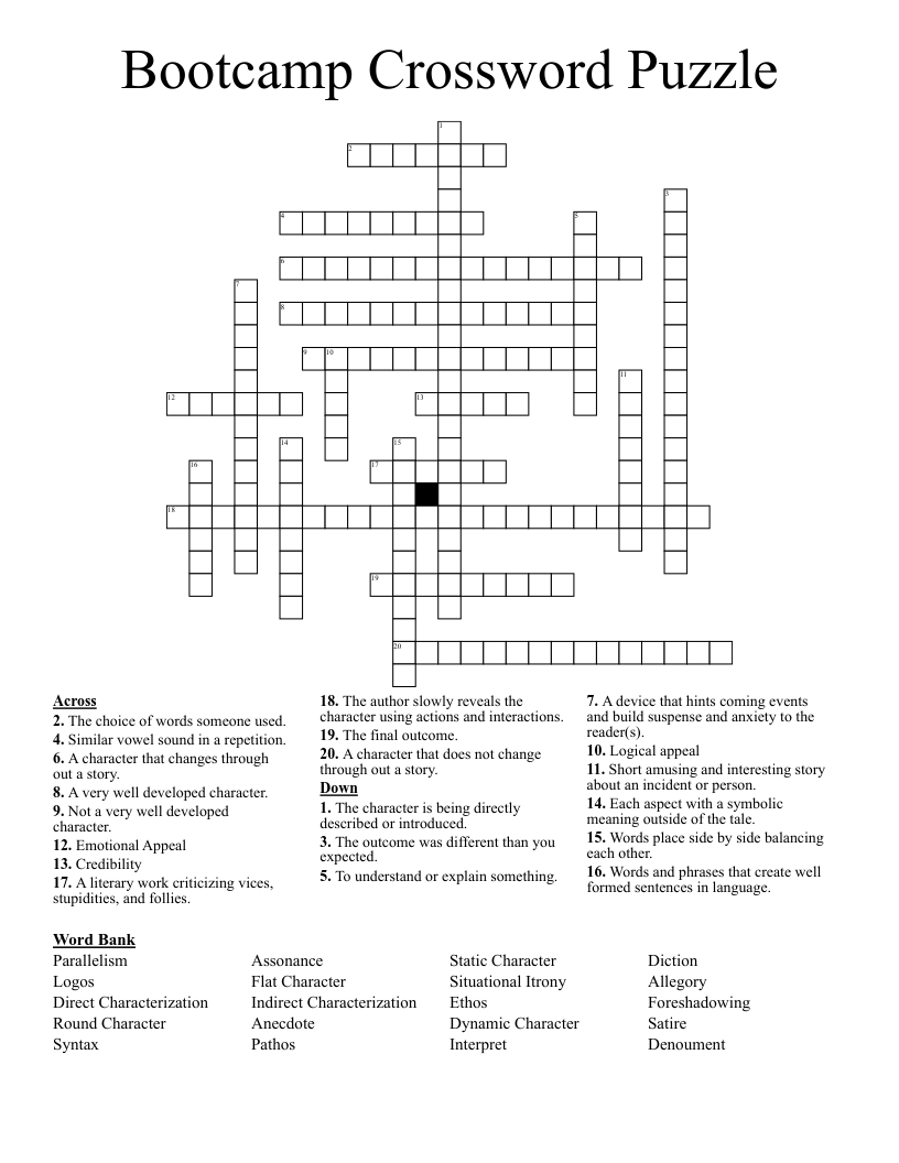 Bootcamp Crossword Puzzle