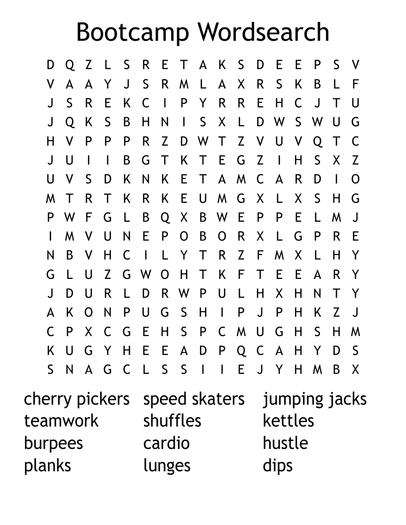 Bootcamp Wordsearch 