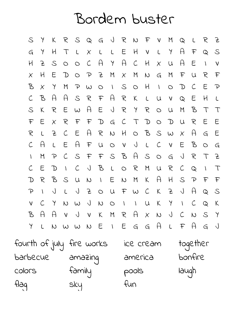 Bordem buster  Word Search
