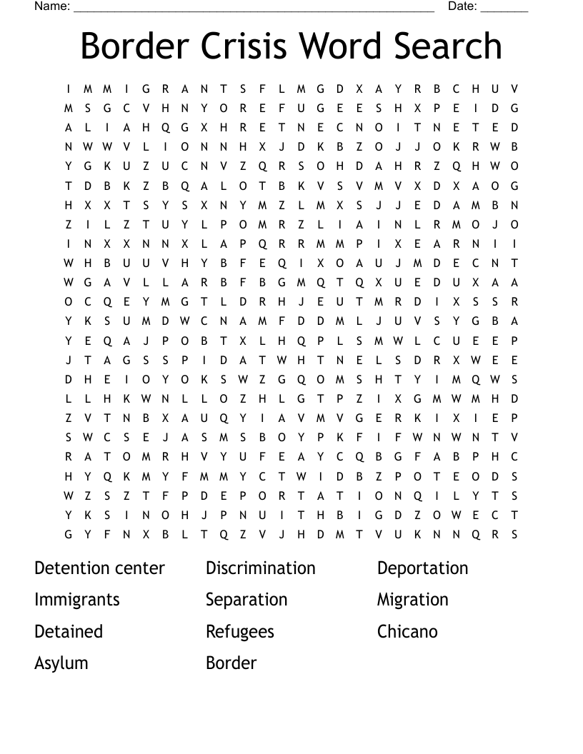 Border Crisis Word Search