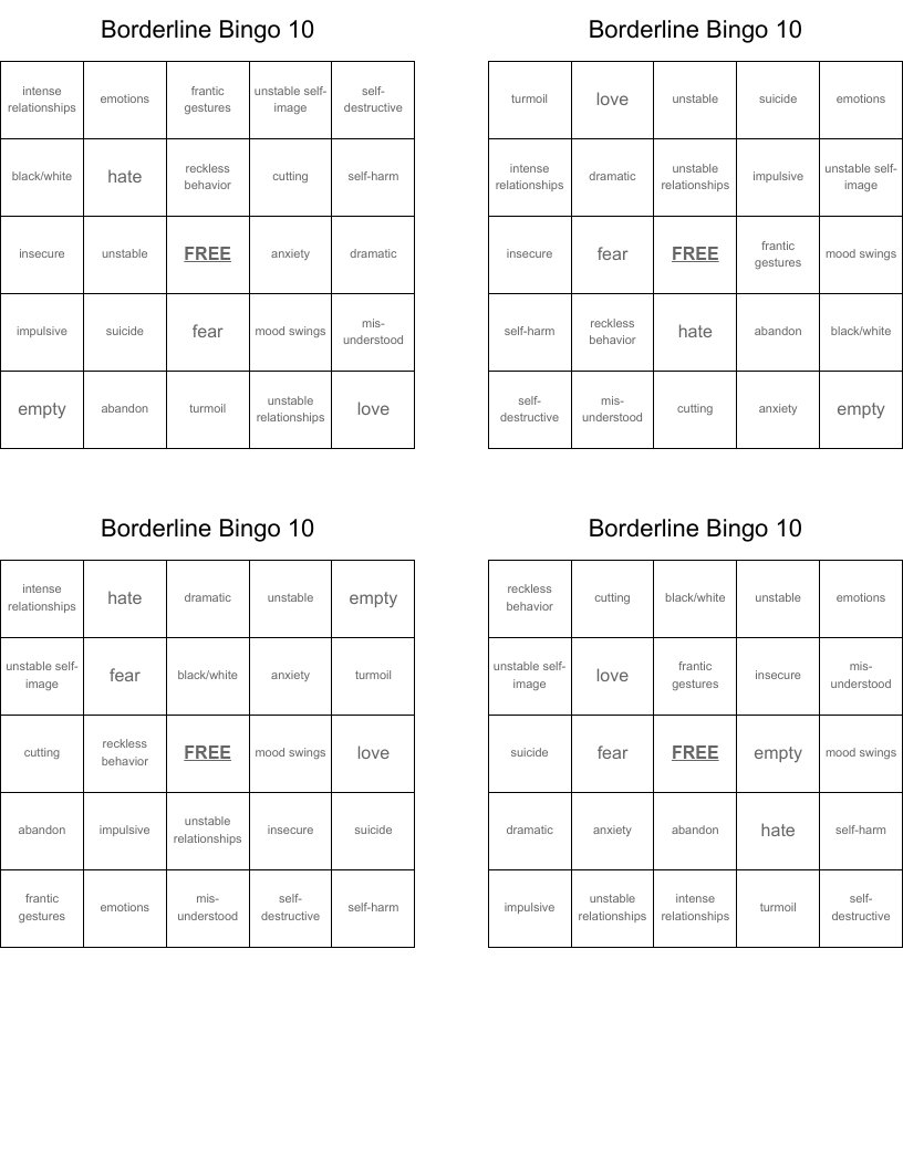 Borderline Bingo 10