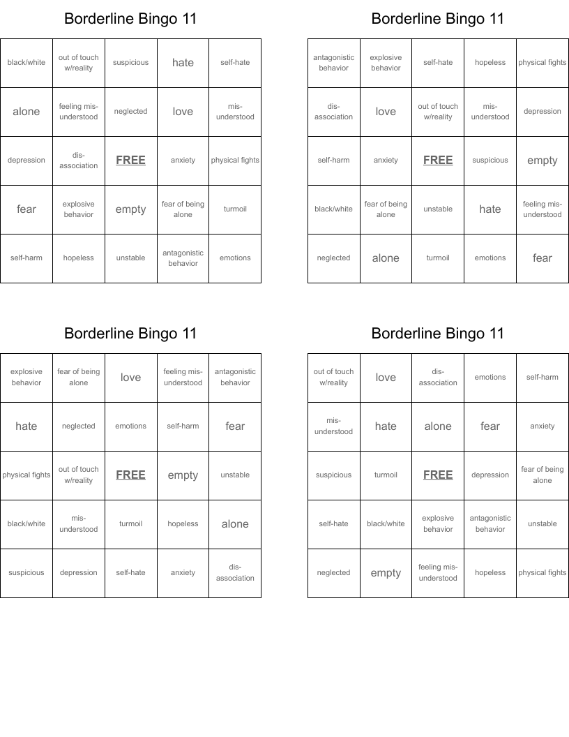 Borderline Bingo 11