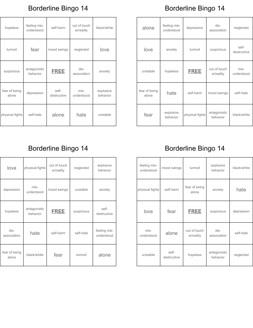 Borderline Bingo 14