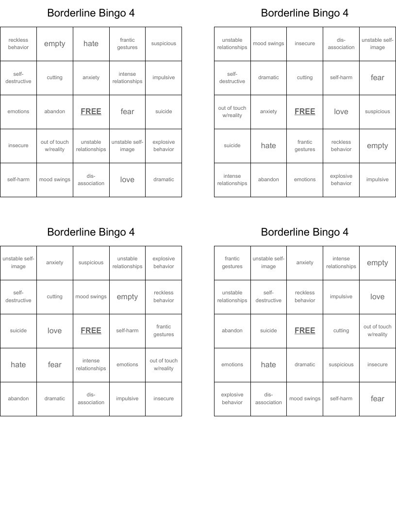 Borderline Bingo 4