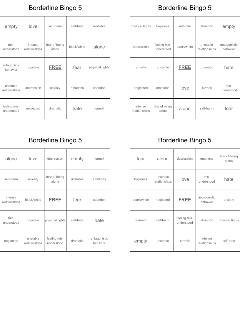 Borderline Bingo 5