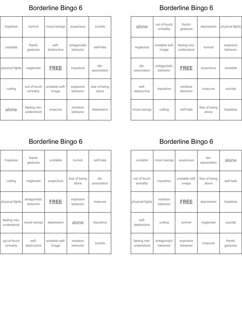 Borderline Bingo 6