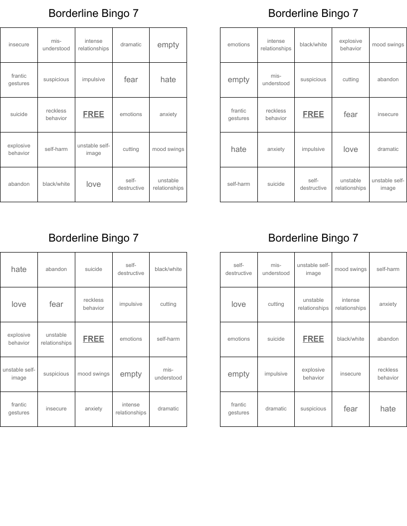Borderline Bingo 7
