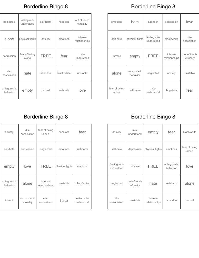 Borderline Bingo 8