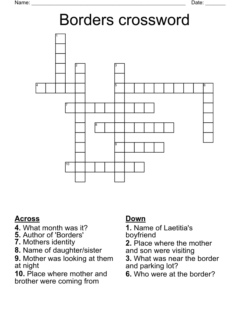 Borders crossword