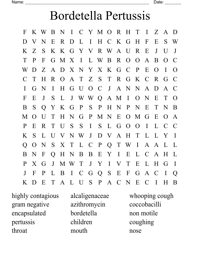 Bordetella Pertussis Word Search