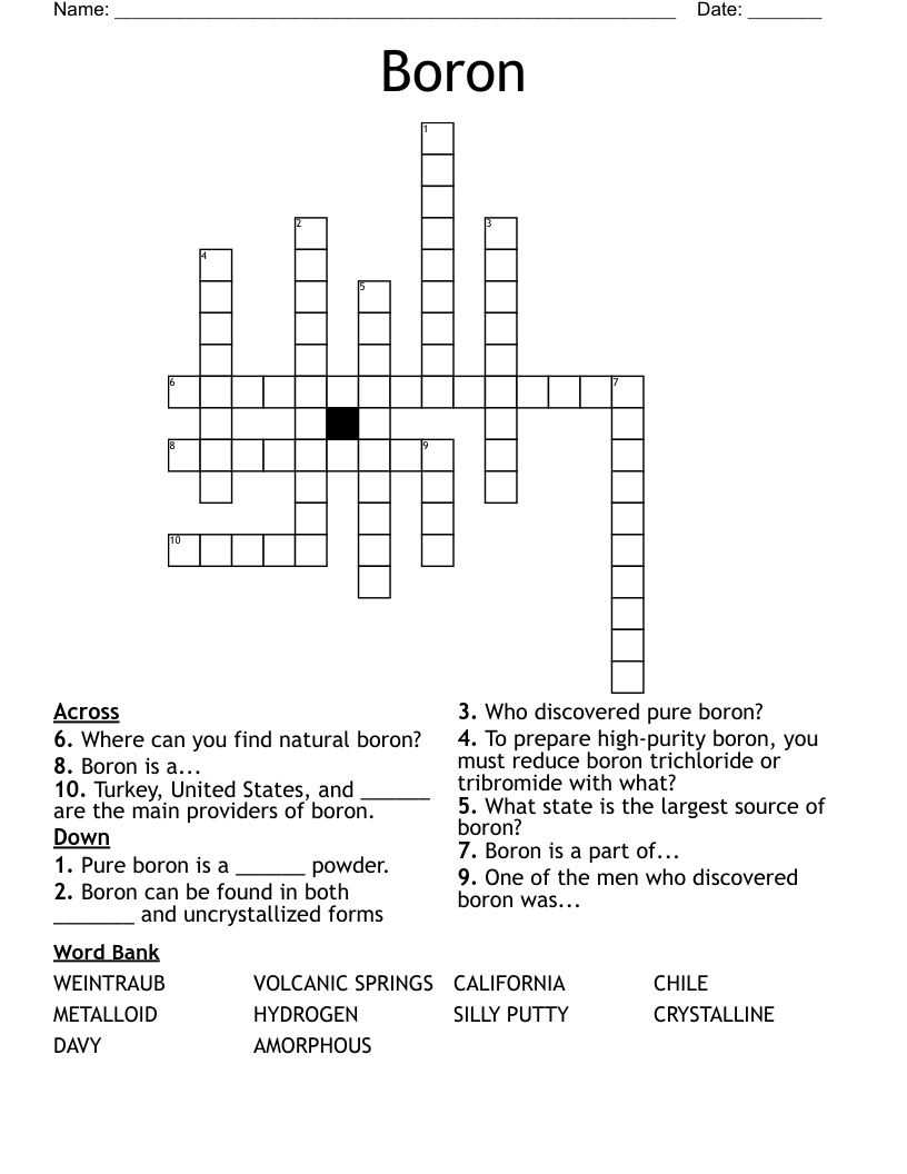 Boron Crossword