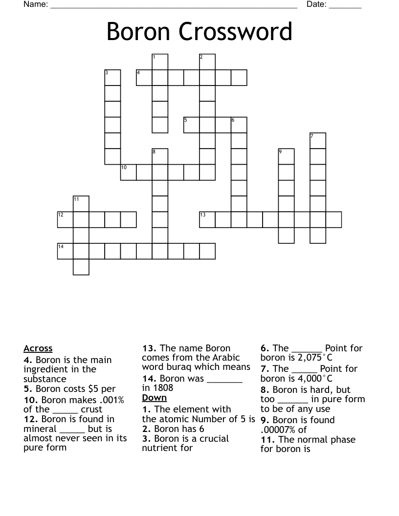 Boron Crossword