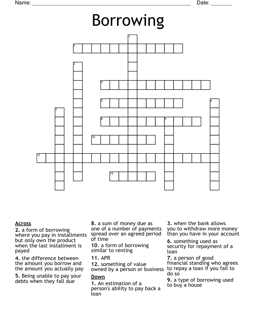 Borrowing Crossword