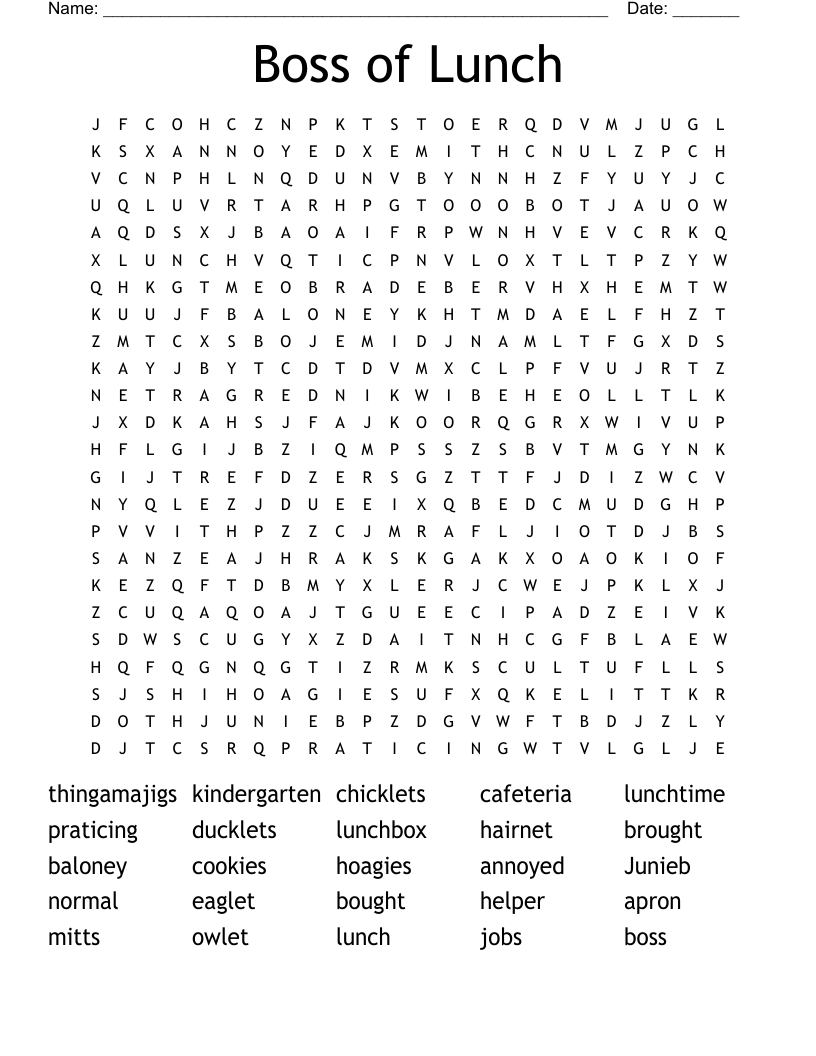 Boss of Lunch Word Search