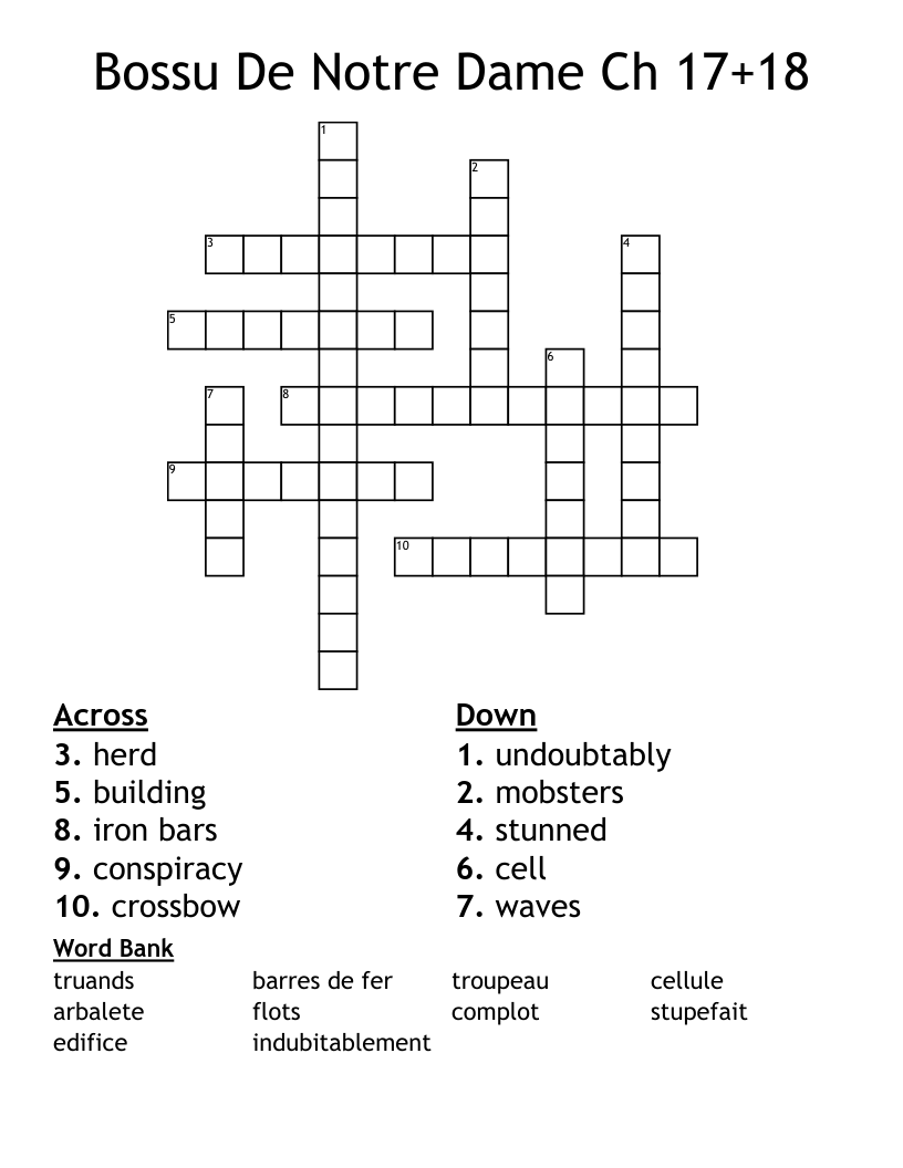 Bossu De Notre Dame Ch 17+18 Crossword