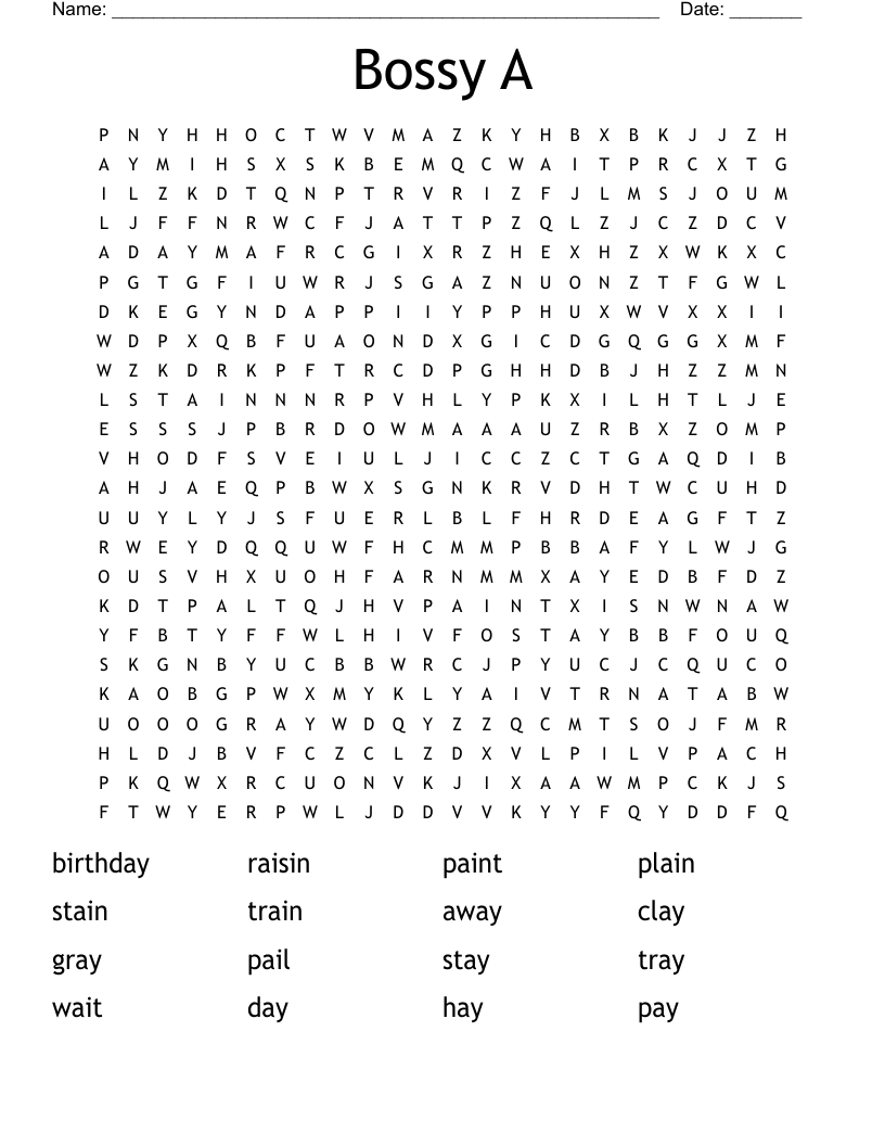 Bossy A Word Search