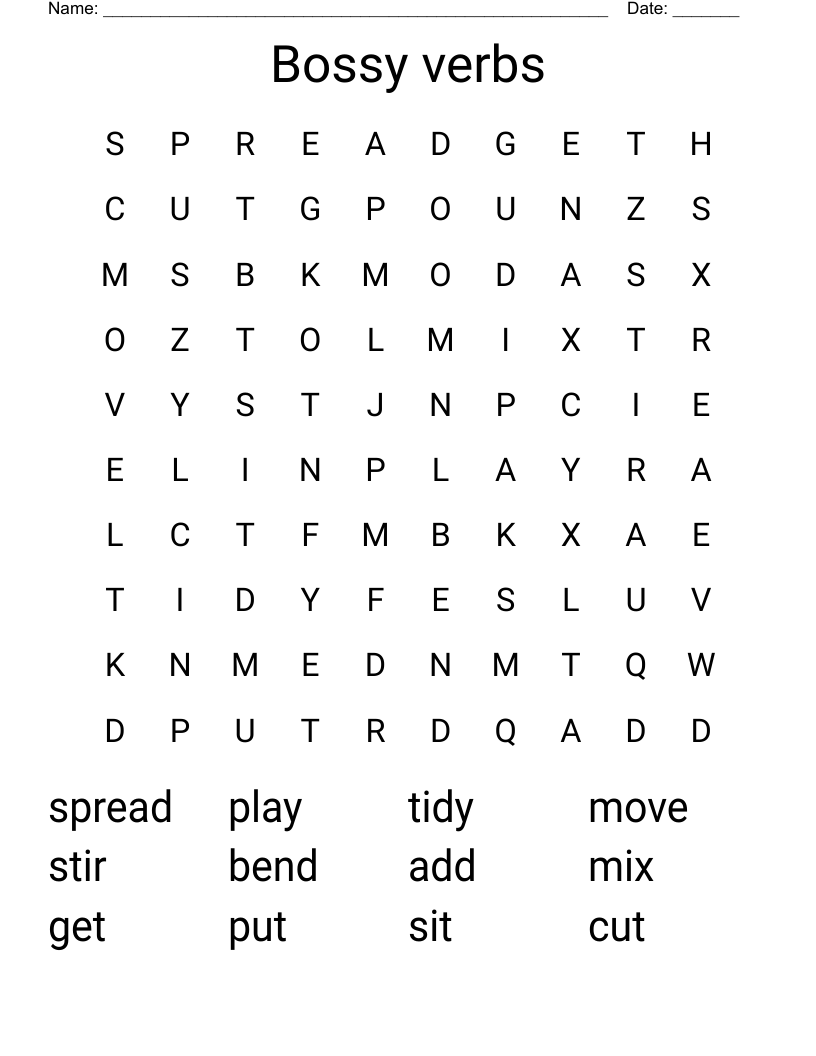 Bossy verbs Word Search
