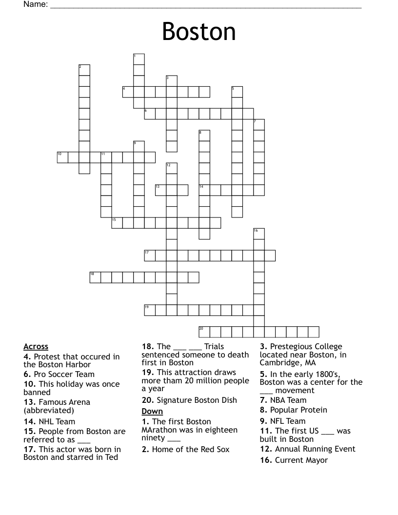 Boston Crossword