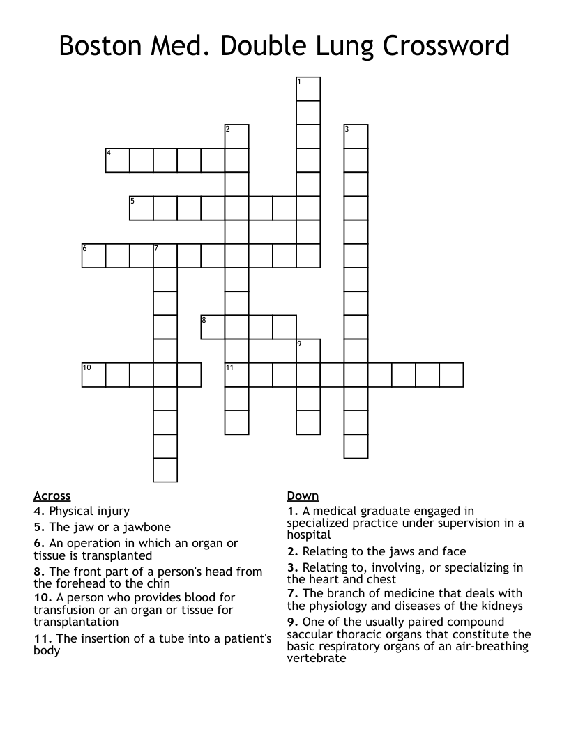 Boston Med. Double Lung Crossword