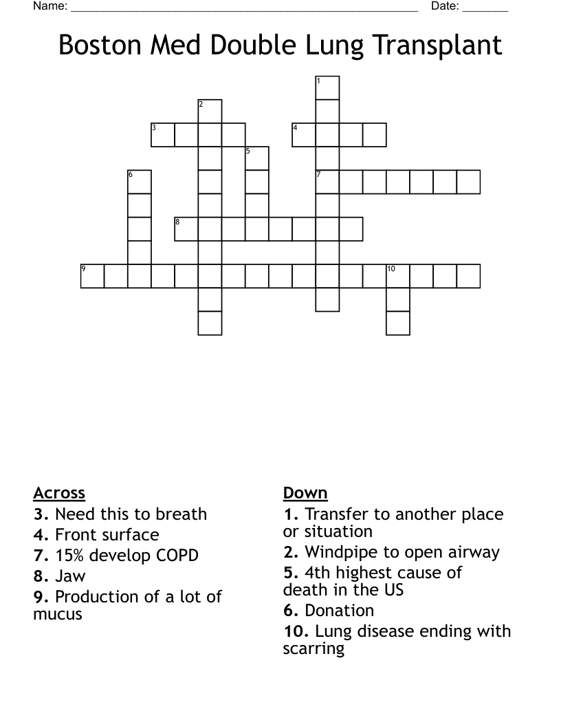 Boston Med Double Lung Transplant Crossword