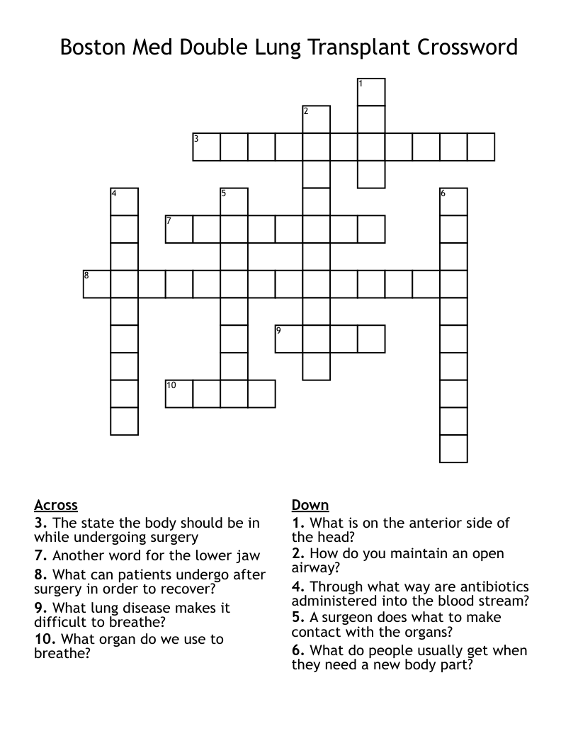Boston Med Double Lung Transplant Crossword