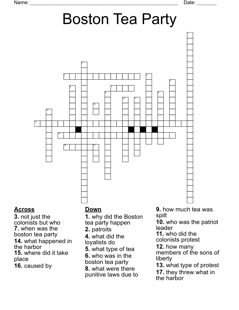 Boston Tea Party  Crossword