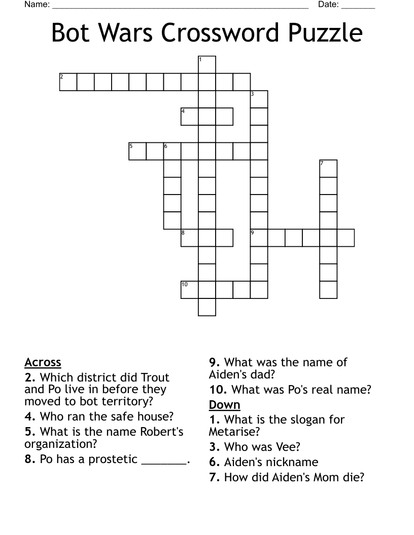 Bot Wars Crossword Puzzle