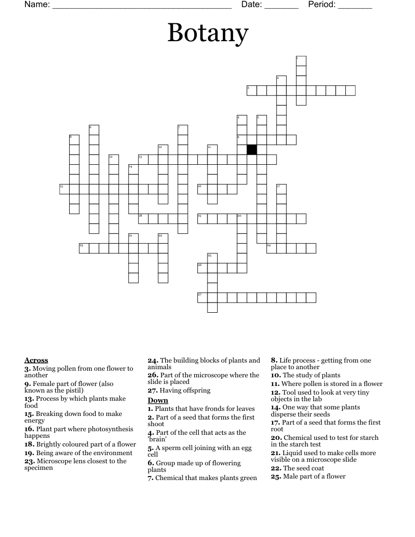 Botany Crossword