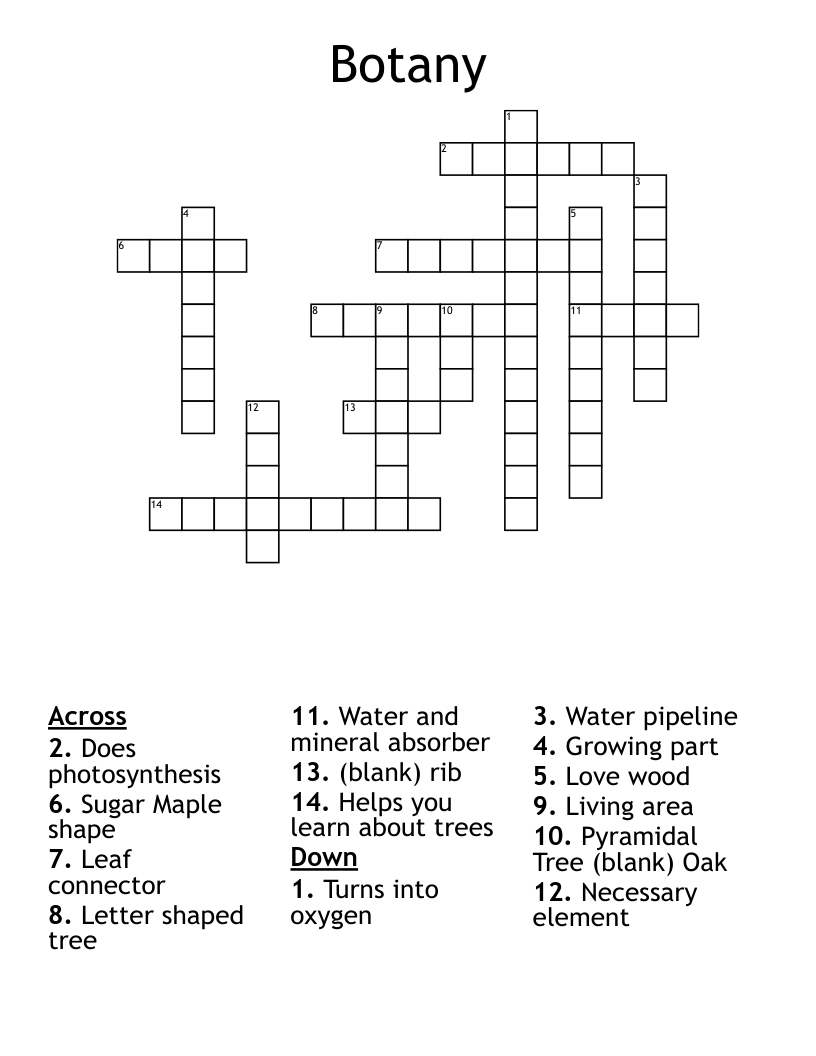 Botany Crossword
